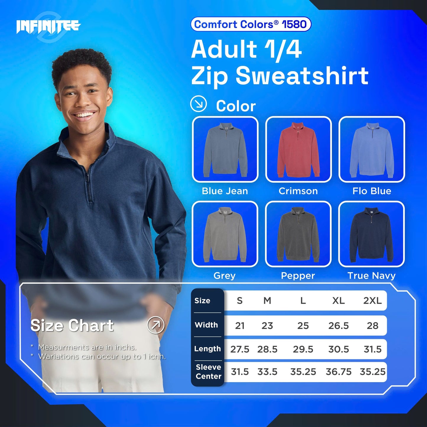 Sweatshirt Comfort Colors® 1580 1/4 Zip - Embroidery