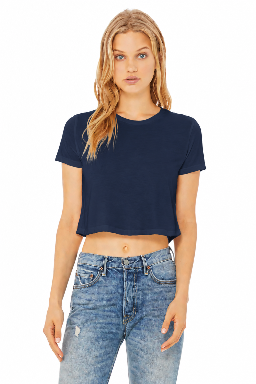 Embroidery  T-Shirt Micro ribbed Boxy Cropped
