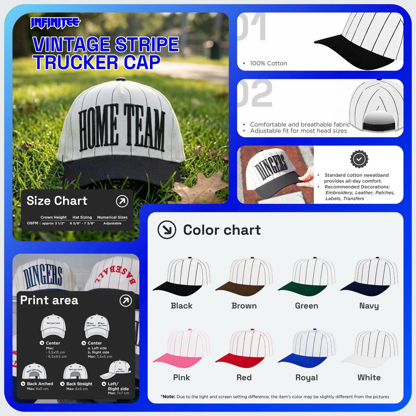 Embroidered Vintage Stripe Trucker Cap