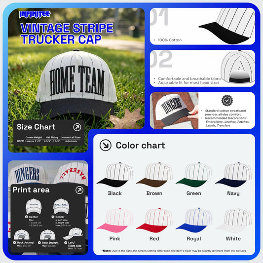 Embroidered Vintage Stripe Trucker Cap