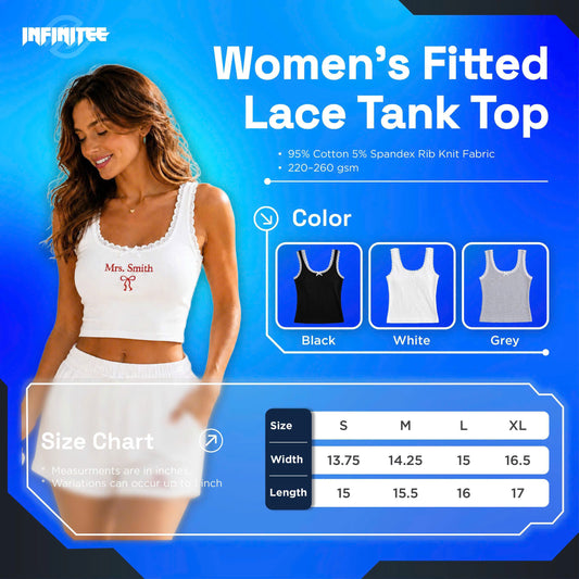 Embroidery T-Shirt  Women's Fitted Lace Tank Top