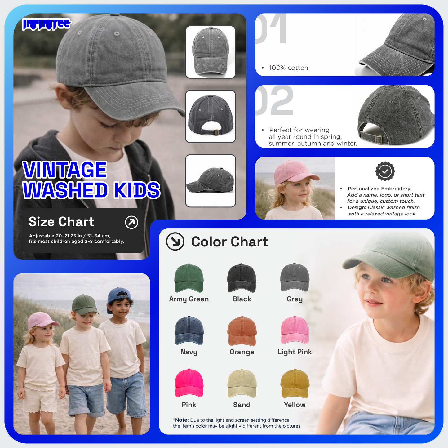 Embroidery Cap - Wash Kids
