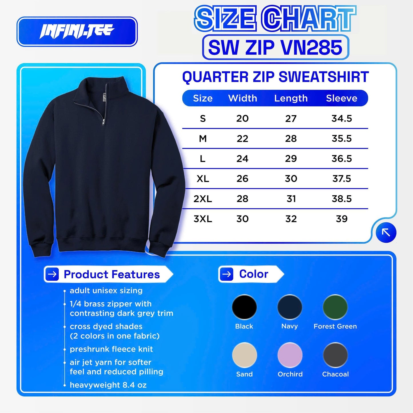 Embroidery  Quartar Zip Sweatshirt VN285