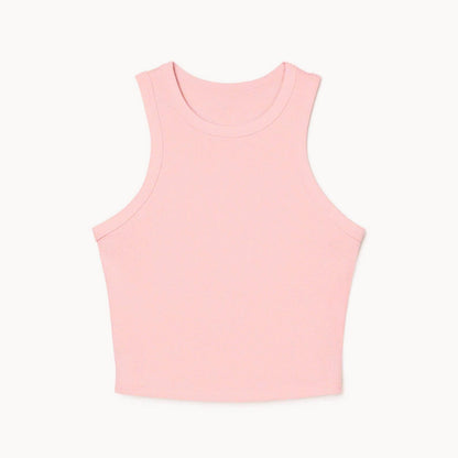 Embroidery Tank Top, T-Shirt W-Micro ribbed Racerback