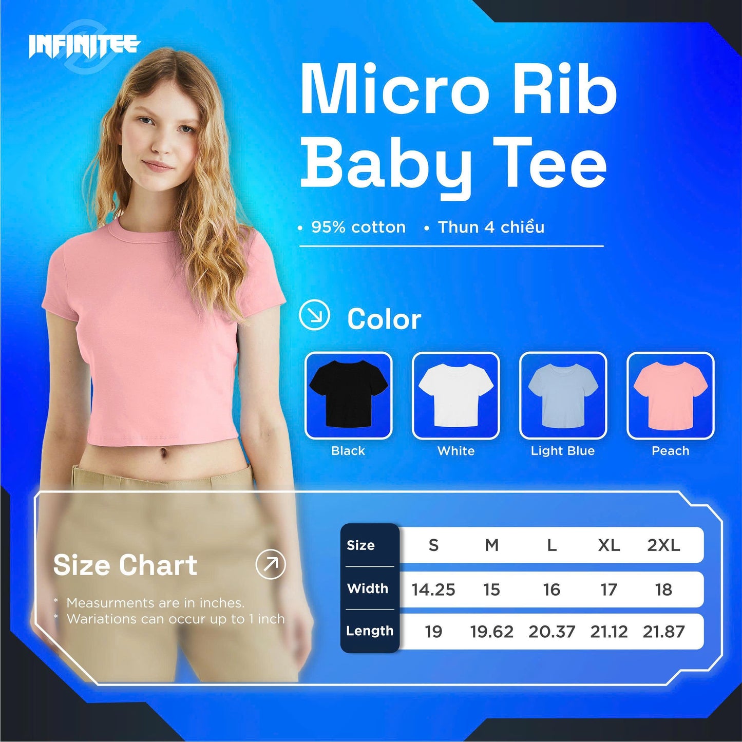 Embroidery  T-Shirt Micro ribbed Baby Tee