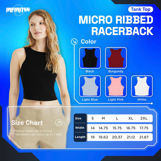 Embroidery Tank Top, T-Shirt W-Micro ribbed Racerback