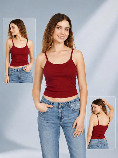 Embroidery Tank Top, T-Shirt W - Spaghetti Strap