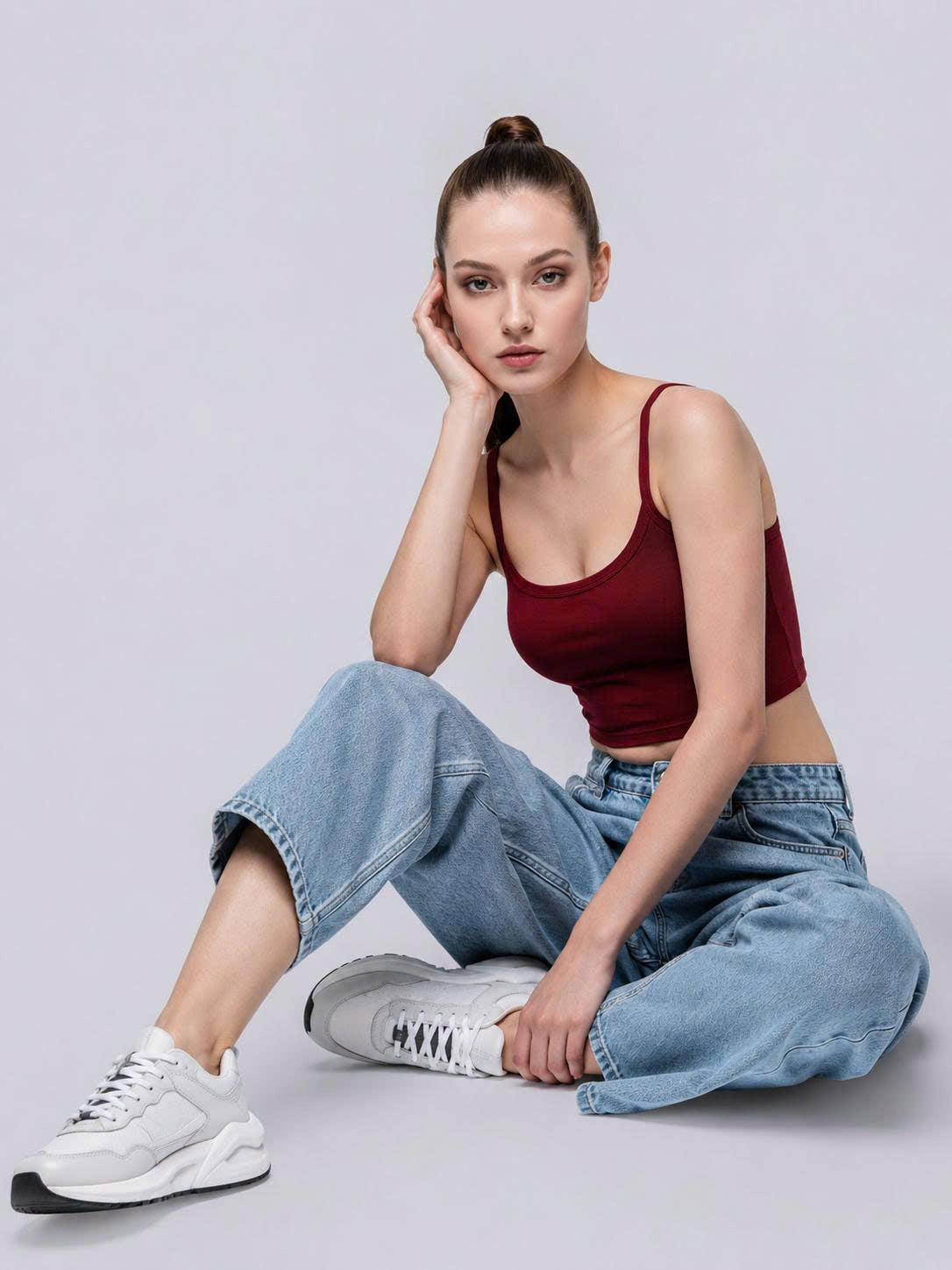 Embroidery Tank Top, T-Shirt W - Spaghetti Strap